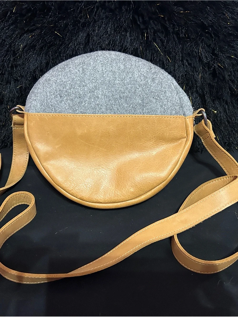 Hearth & Hand Tan and Gray Round Crossbody Bag